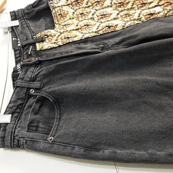 Fashion Nova Floral Brocade Wide Leg Jeans women 7 Y2K festival rodeo boho retro - Picture 3 of 12